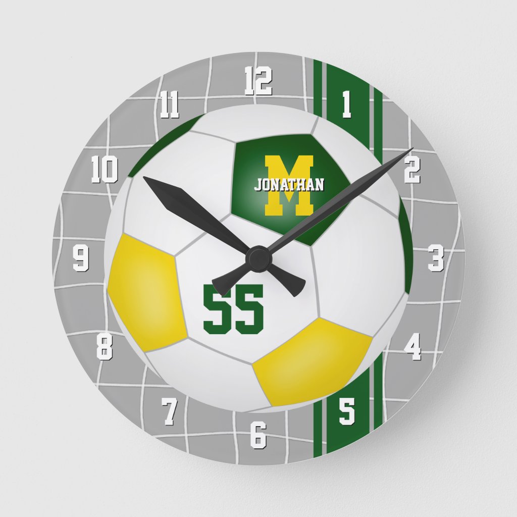 green gold team colors varsity stripes soccer clock
