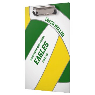 green gold team colors volleyball coach clipboard