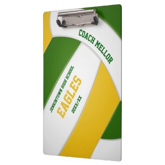green gold team colors volleyball coach clipboard