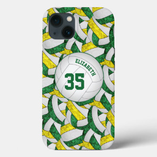 green gold team spirit gifts girls volleyball iPhone 13 case