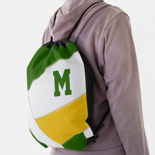 green gold team sports boys girls volleyball drawstring bag (Insitu)