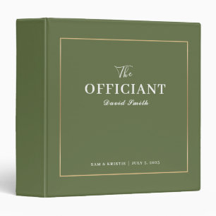 Green Gold The Officiant Personalized Wedding 3 Ring Binder