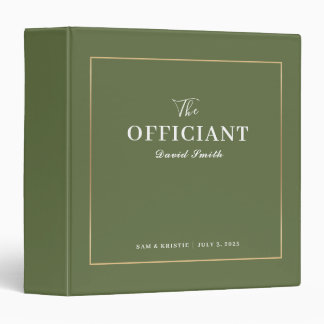 Green Gold The Officiant Personalized Wedding 3 Ring Binder