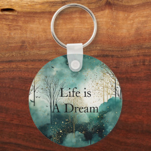 Green Gold Trees Keychain