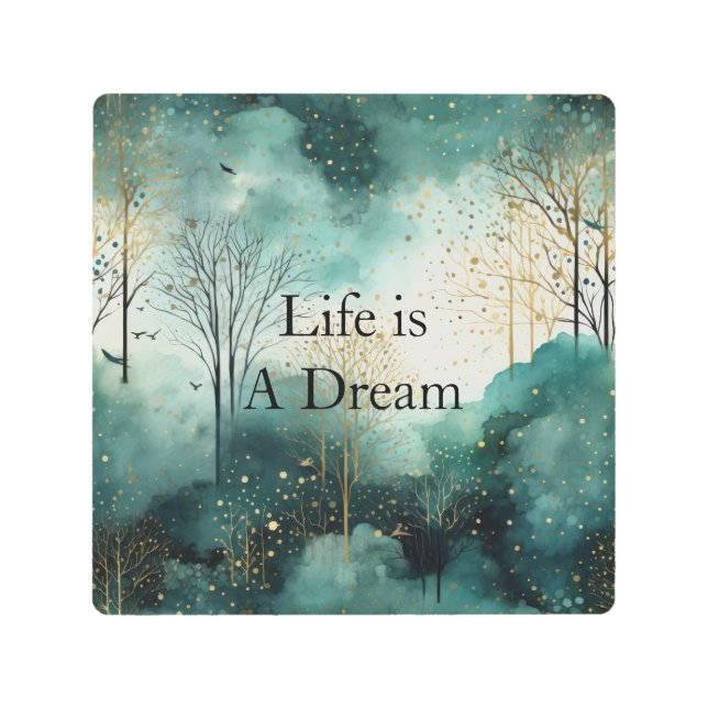 Green Gold Trees Metal Print (Front)