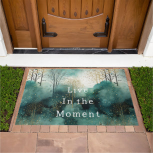 Green Gold Trees with Birds Christmas Doormat