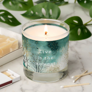 Green Gold Trees with Birds Christmas Scented Candle