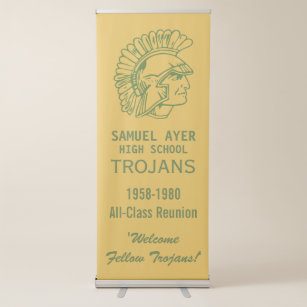 Green & Gold Trojans High School Class Reunion Retractable Banner