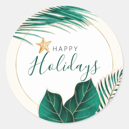 Green  Gold Tropical Holiday Envelope Seals