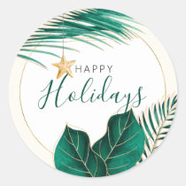 Green &amp; Gold Tropical Holiday Envelope Seals