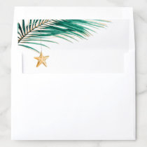 Green &amp; Gold Tropical Watercolor Starfish Holiday Envelope Liner