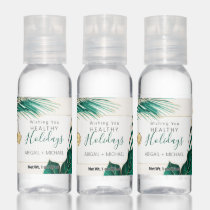 Green &amp; Gold Tropical Wishing You Healthy Holidays Hand Sanitizer