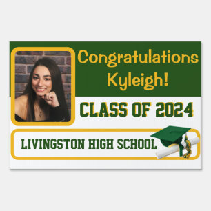 Green & Gold Two-Sided Large Graduation Lawn Sign