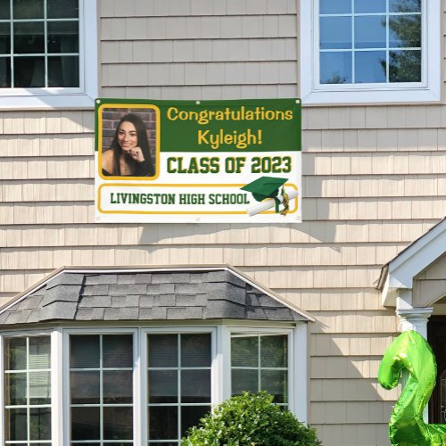 Green  Gold Vinyl Graduation Banner