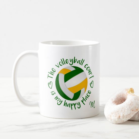 green gold volleyball court is my happy place coffee mug
