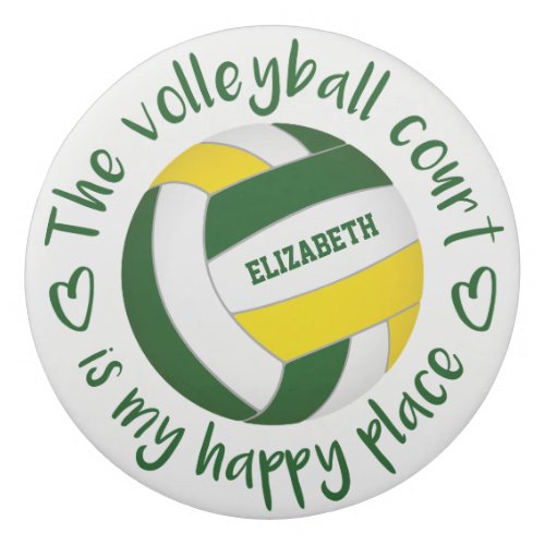 green gold volleyball court my happy place eraser