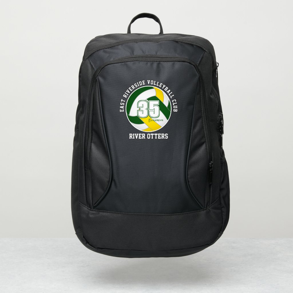 green gold volleyball kids sports team colors backpack