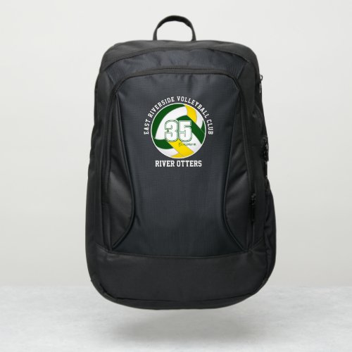 green gold volleyball kids sports team colors port authority backpack