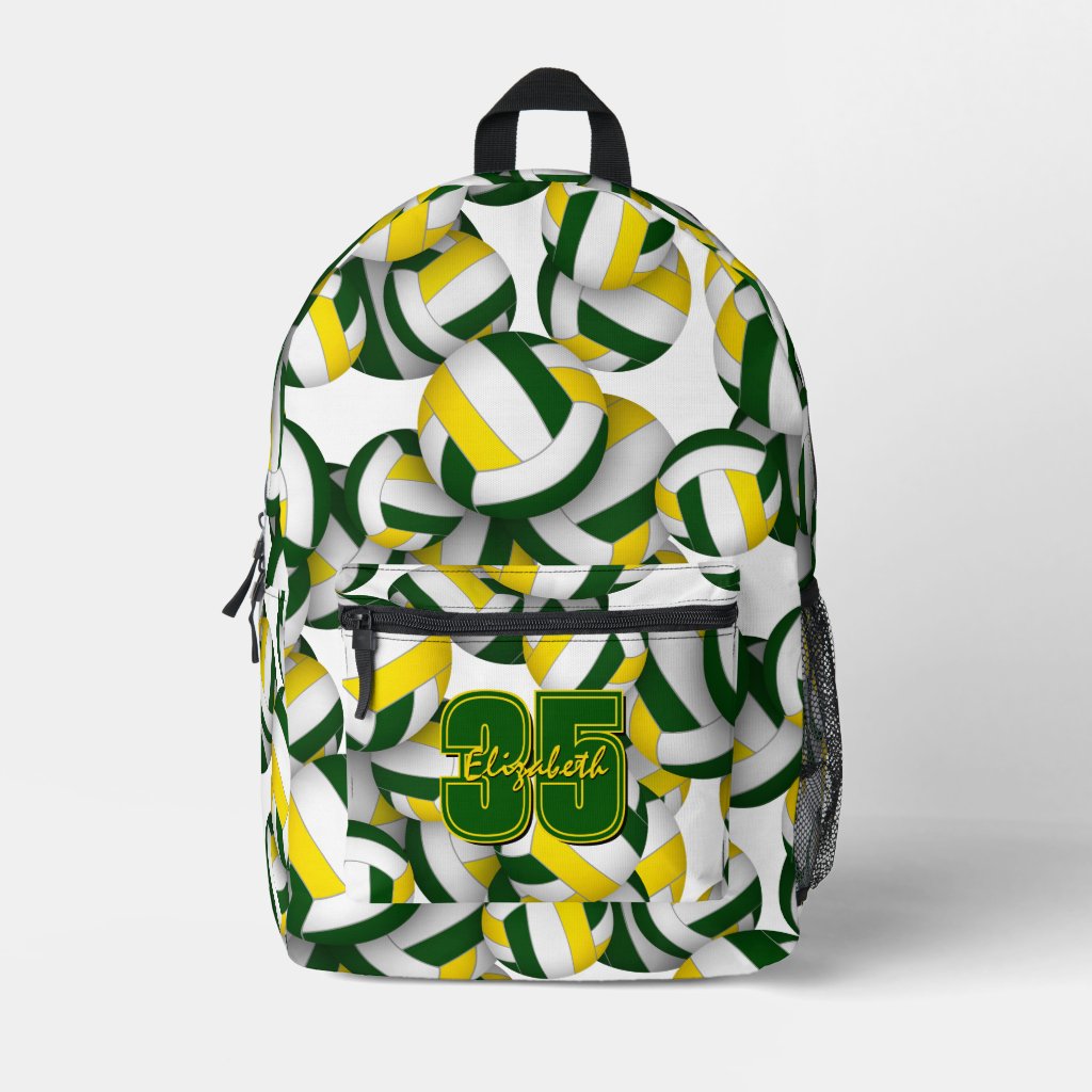 green gold volleyball pattern sports team colors backpack
