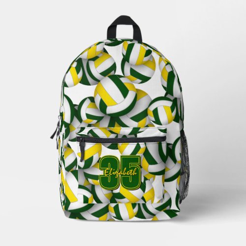 green gold volleyball pattern sports team colors printed backpack