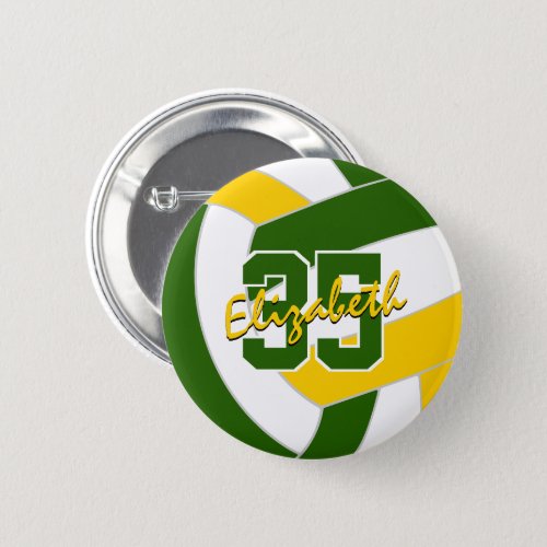 green gold volleyball team colors button