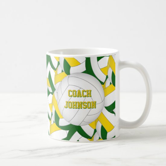 green gold volleyball team colors coach gift coffee mug