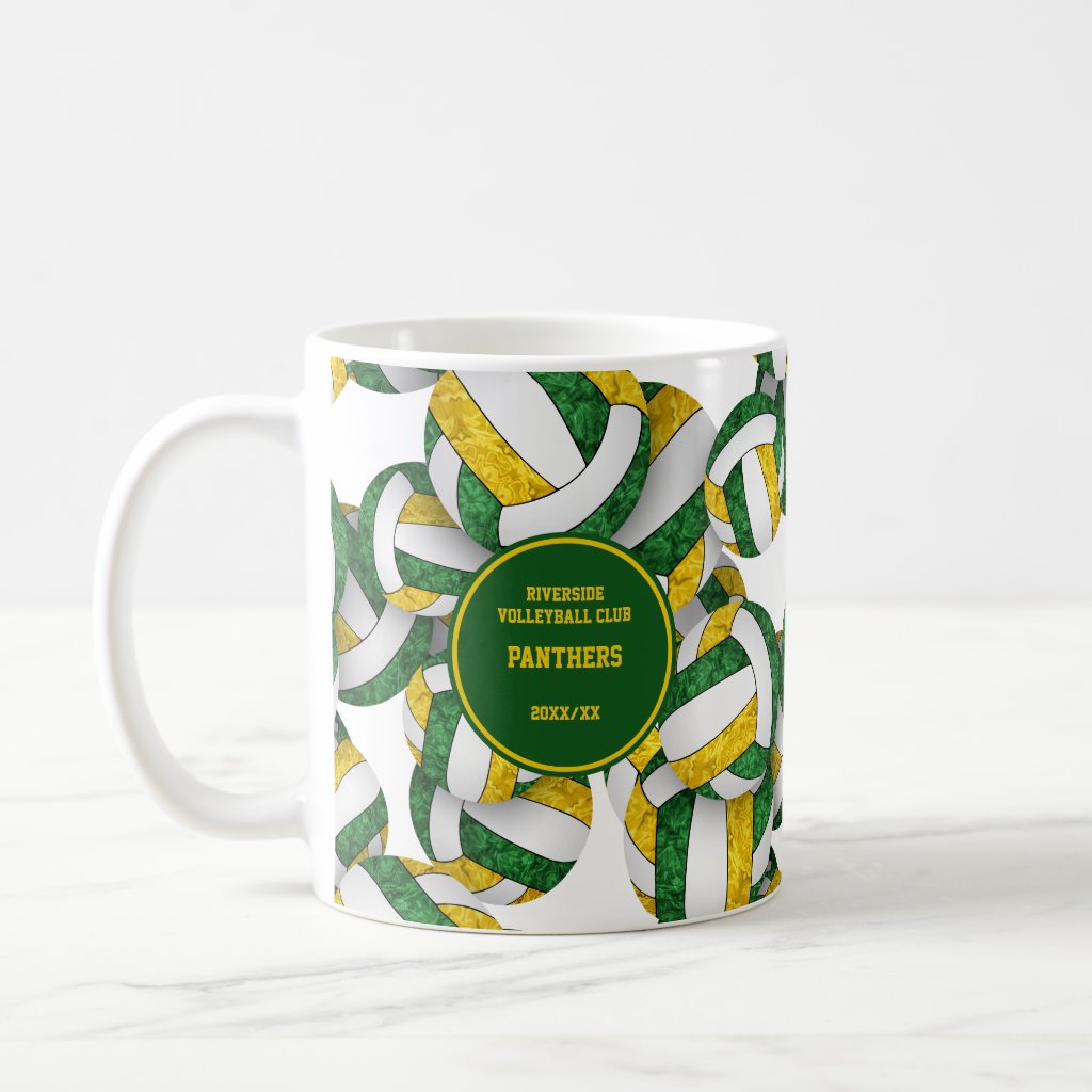 green gold volleyball team colors coach name coffee mug