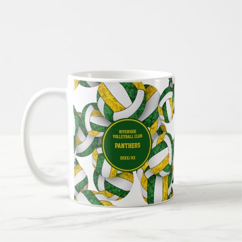 green gold volleyball team colors coach name coffee mug