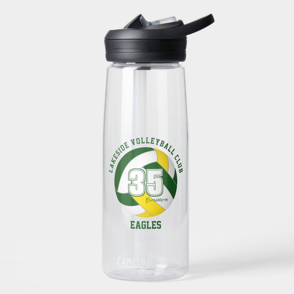 green gold volleyball team colors kids name water bottle