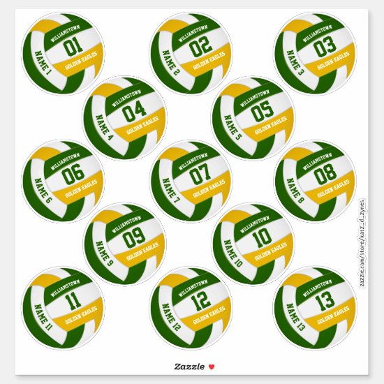 green gold volleyball team colors players names sticker
