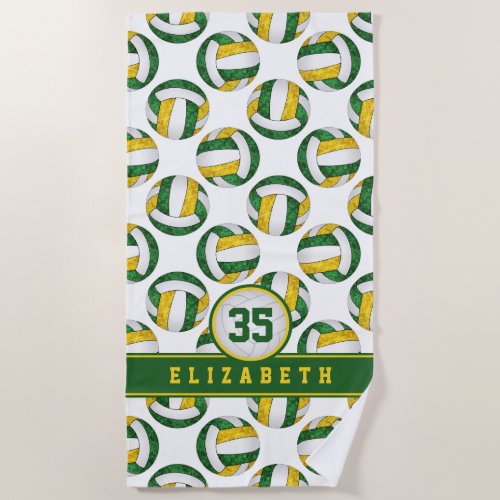 green gold volleyball team colors sporty girls beach towel