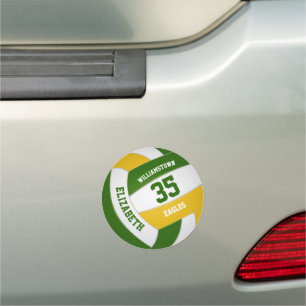 green gold volleyball team spirit school locker or car magnet