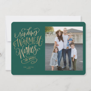 Green Gold Warmest Wishes Holiday Photo Card