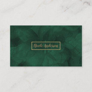 Green Gold Watercolor Floral Glam Elegant Modern Business Card