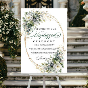 Green Gold Watercolor Unplugged Ceremony Wedding Poster