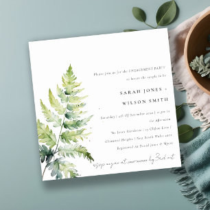 GREEN GOLD WATERCOLOUR FERN FOLIAGE ENGAGEMENT INVITATION
