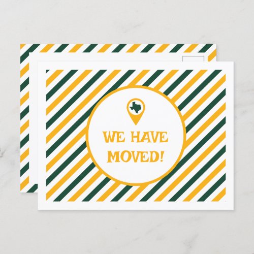 Green  Gold We Have Moved Striped Moving  Postcard