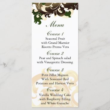 green gold Wedding menu