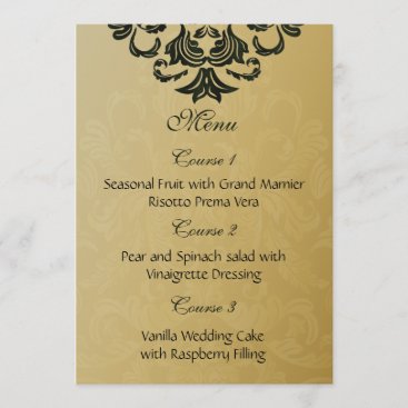 green gold wedding menu