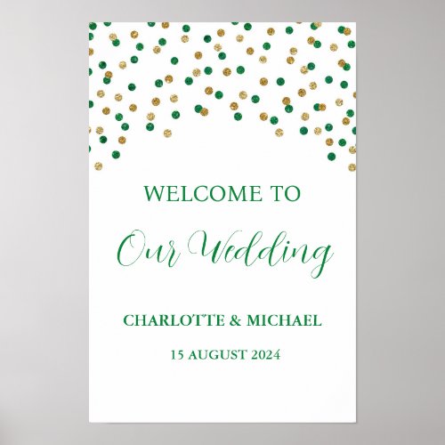 Green Gold Wedding Welcome Custom 12x18 Poster