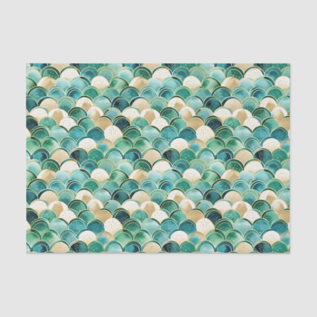 Green Gold White Abstract Tissue Paper (Front)