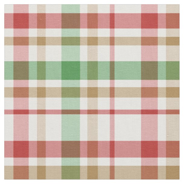 HOLIDAY PLAID Red Green Fabric | Zazzle.com