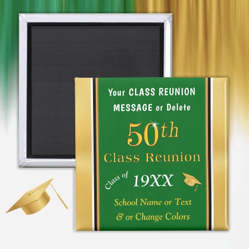 Green Gold White Cheap 50th Class Reunion Gifts Magnet