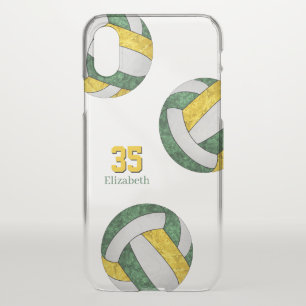 green gold white girly team colors volleyballs iPhone XS case