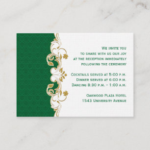 Green, Gold, White Scroll Reception Enclosure Card