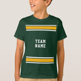 Green Gold White Sports Jersey Team Name Kids T-Shirt