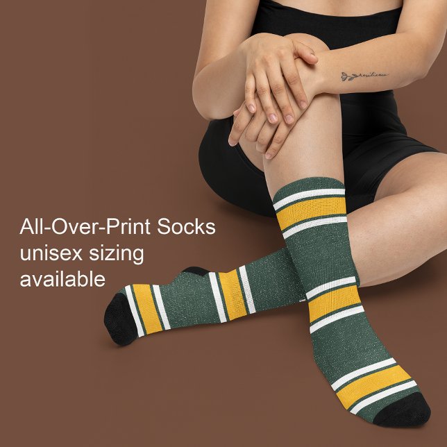 Green Gold White Sports Jersey Team Name Unisex Socks (Pretty Roses Pink Red Floral Pattern Socks)