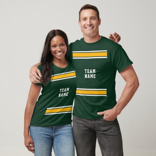 Green Gold White Sports Jersey Team Name Unisex T_Shirt