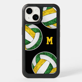 green gold white team colors girls volleyball OtterBox iPhone 14 case