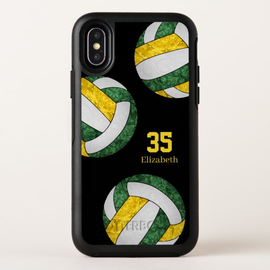 green gold white team colors girls volleyball OtterBox symmetry iPhone x case